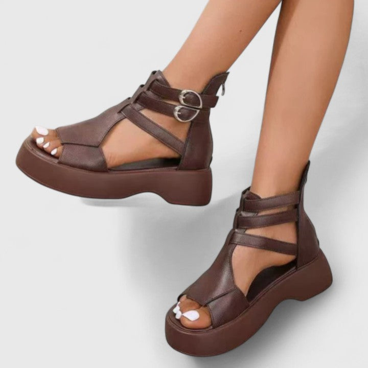 Zoe - Women’s Platform Sandals Chunky with Gladiator Straps and Open Toe
