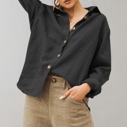 Zoe - Women's Summer Shirt Relaxed with Button Front and Collar
