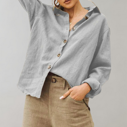 Zoe - Women's Summer Shirt Relaxed with Button Front and Collar