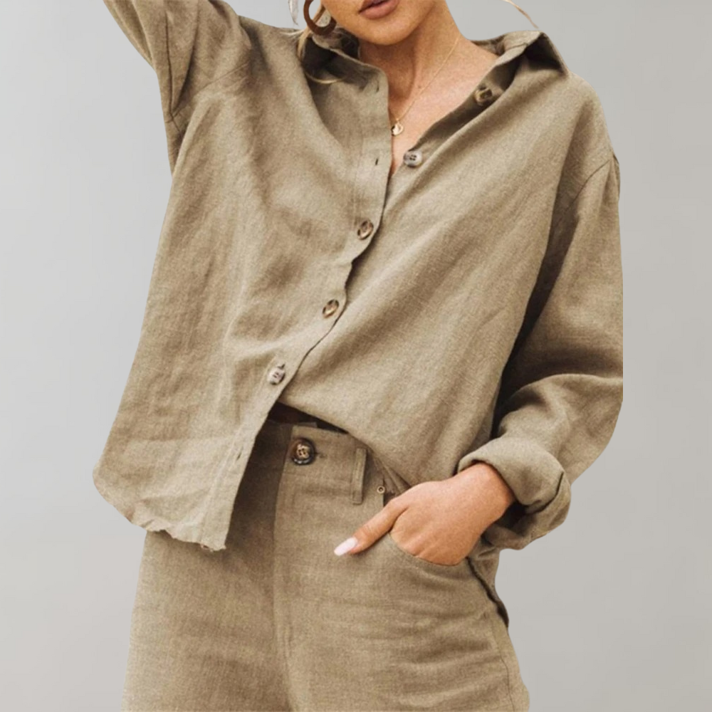 Zoe - Women's Summer Shirt Relaxed with Button Front and Collar