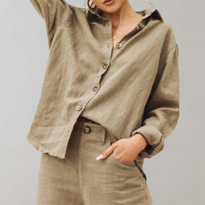 Zoe - Women's Summer Shirt Relaxed with Button Front and Collar
