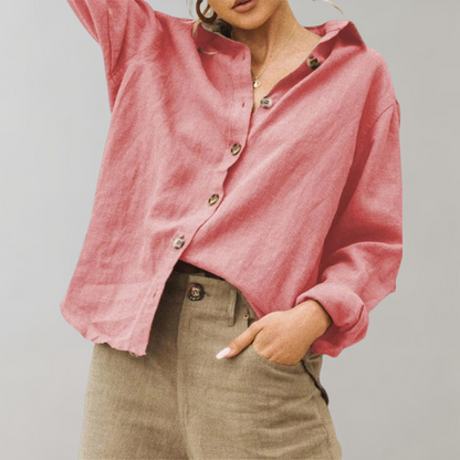 Zoe - Women's Summer Shirt Relaxed with Button Front and Collar