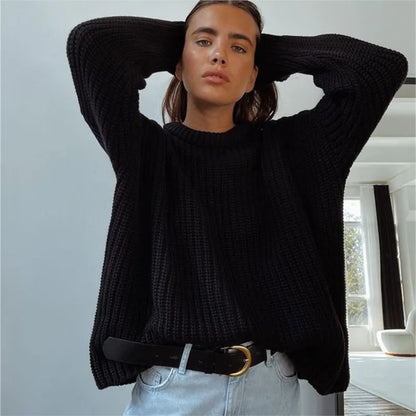 Women's Soft Pullover with Relaxed Fit - Black