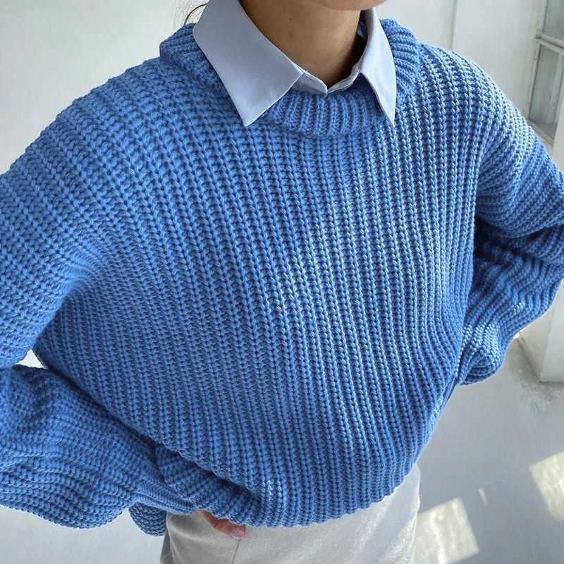 Women's Soft Pullover with Relaxed Fit - Blue