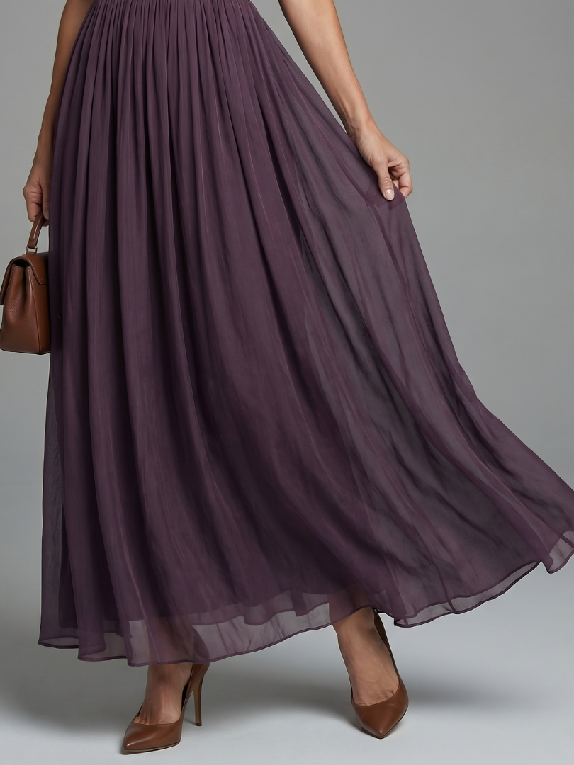 Women's Wedding Guest Maxi Dress with Keyhole Detail and Gathered Waist