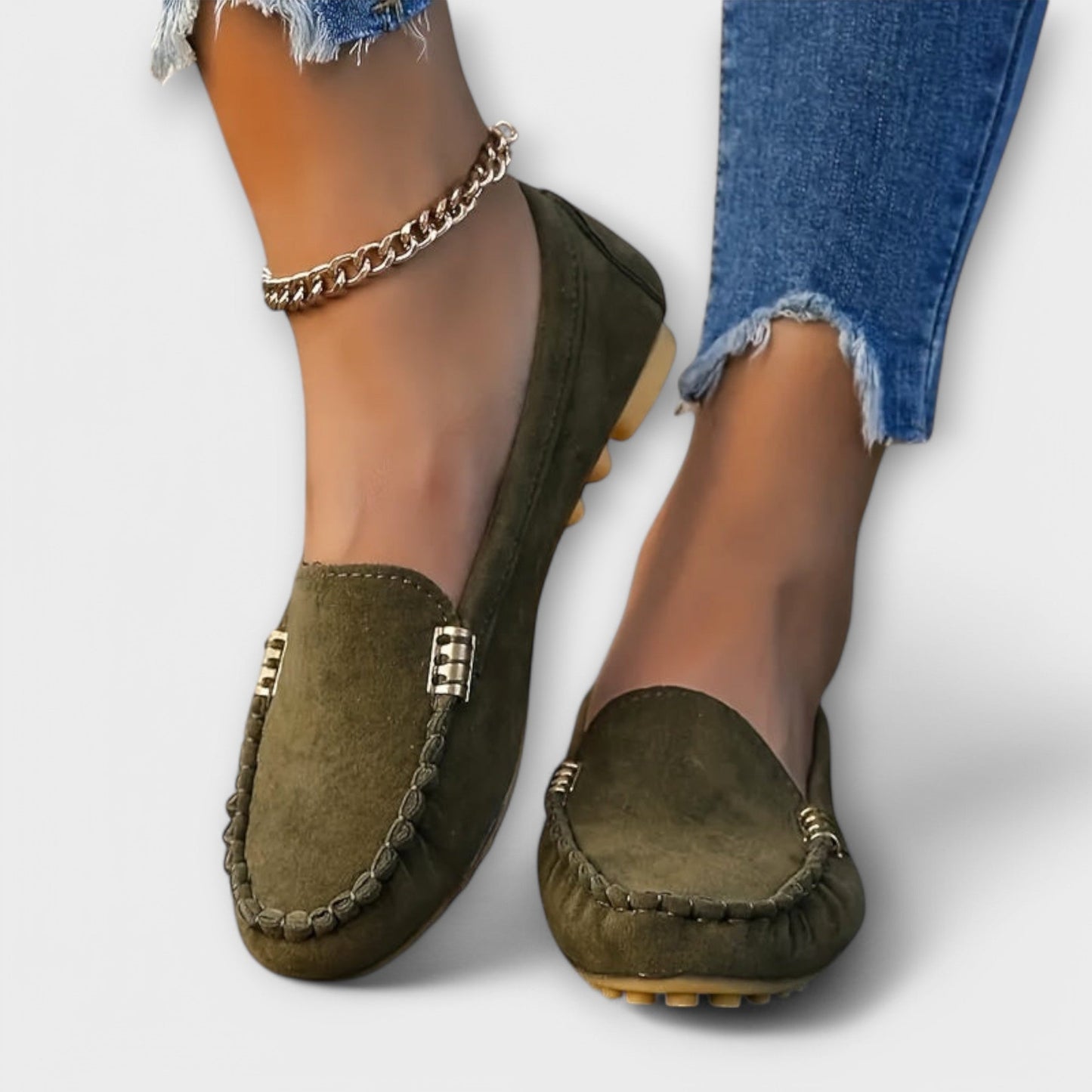 Women's Moccasin Loafers - Green