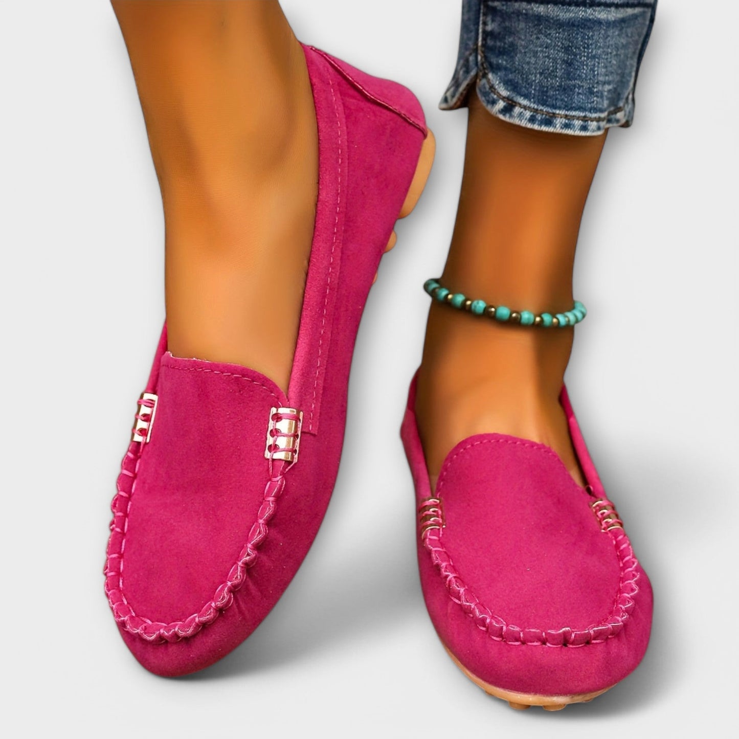 Women's Moccasin Loafers - Pink