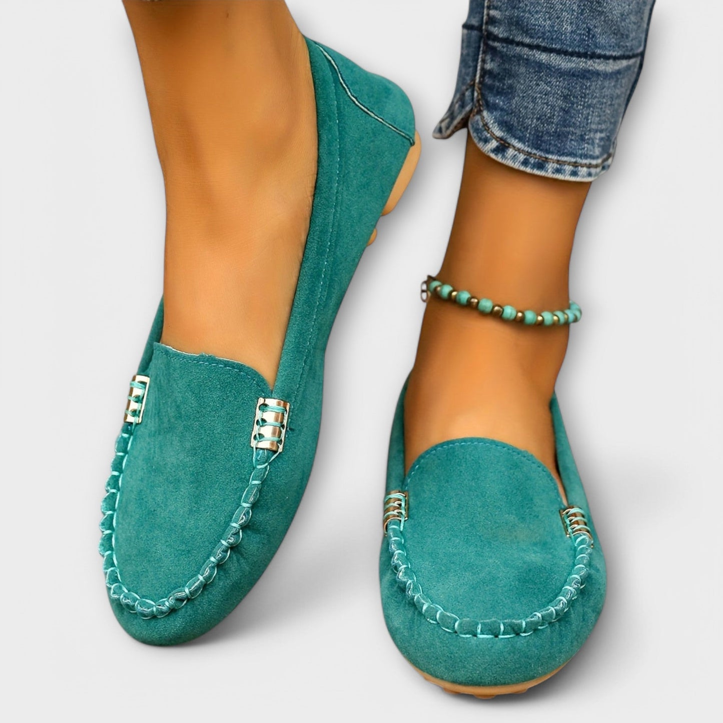 Women's Moccasin Loafers - Turquoise