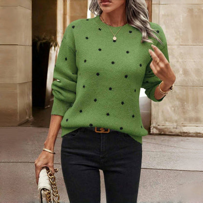 Women's Polka Dot Sweater - Green