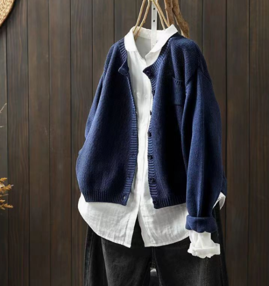 Women's Lightweight Open Front Cardigan - Dark Blue