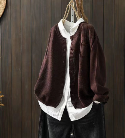 Women's Lightweight Open Front Cardigan - Dark Brown