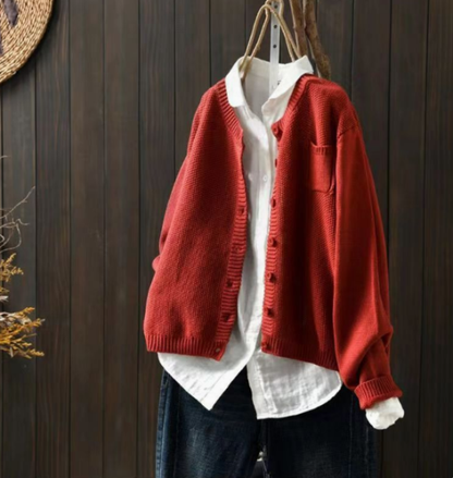 Women's Lightweight Open Front Cardigan - Red