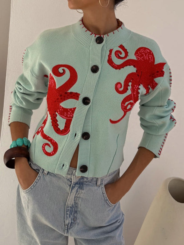 Florence - Casual Women's Open Front Cardigan with Patterned Design and Relaxed Fit