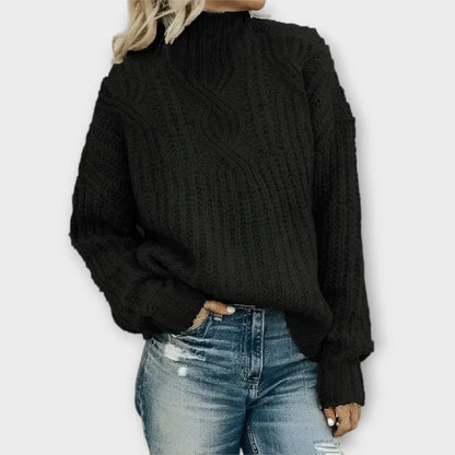 Women's High Neck Sweater - Black