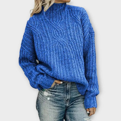 Women's High Neck Sweater - Blue