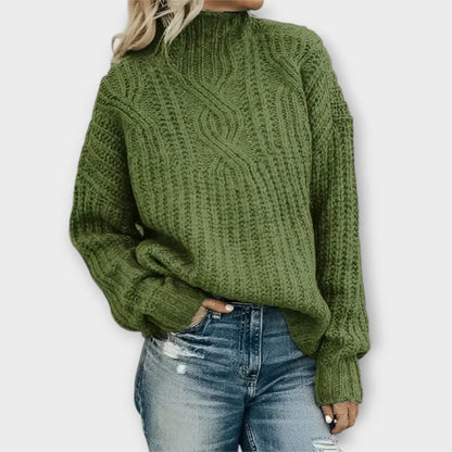 Women's High Neck Sweater - Green