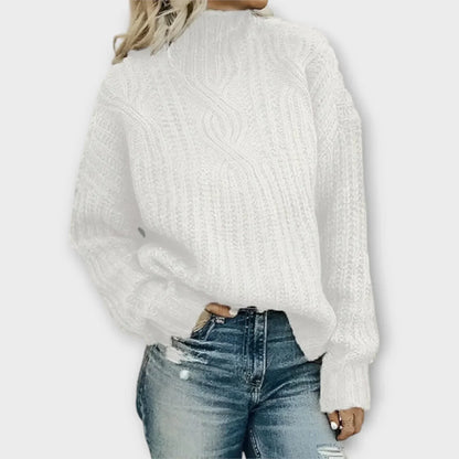 Women's High Neck Sweater - White