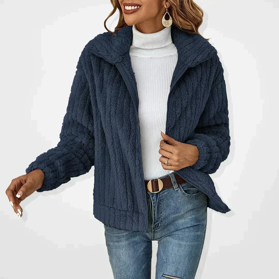 Women's Plush Cardigan - Navy Blue