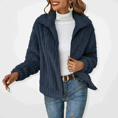 Women's Plush Cardigan - Navy Blue