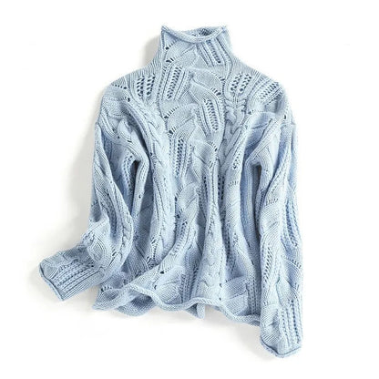 Women's Ribbed Sweater with Fitted Shape - Baby Blue