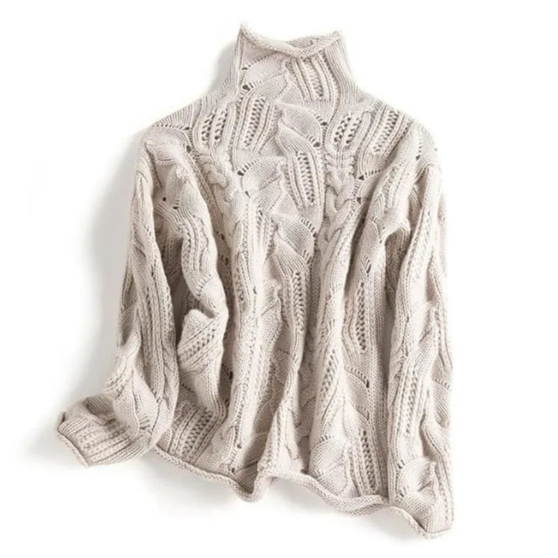Women's Ribbed Sweater with Fitted Shape - Beige