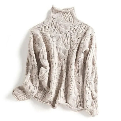 Women's Ribbed Sweater with Fitted Shape - Beige