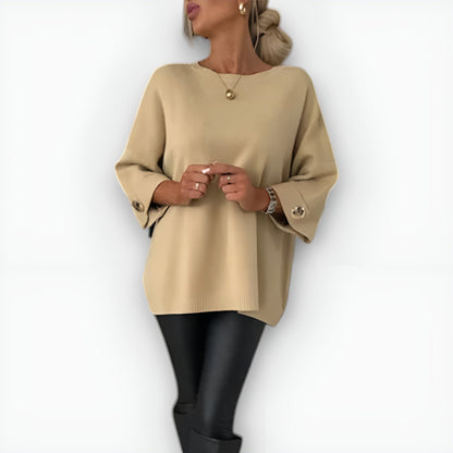 Women's Soft Sweater with Relaxed Fit - Beige