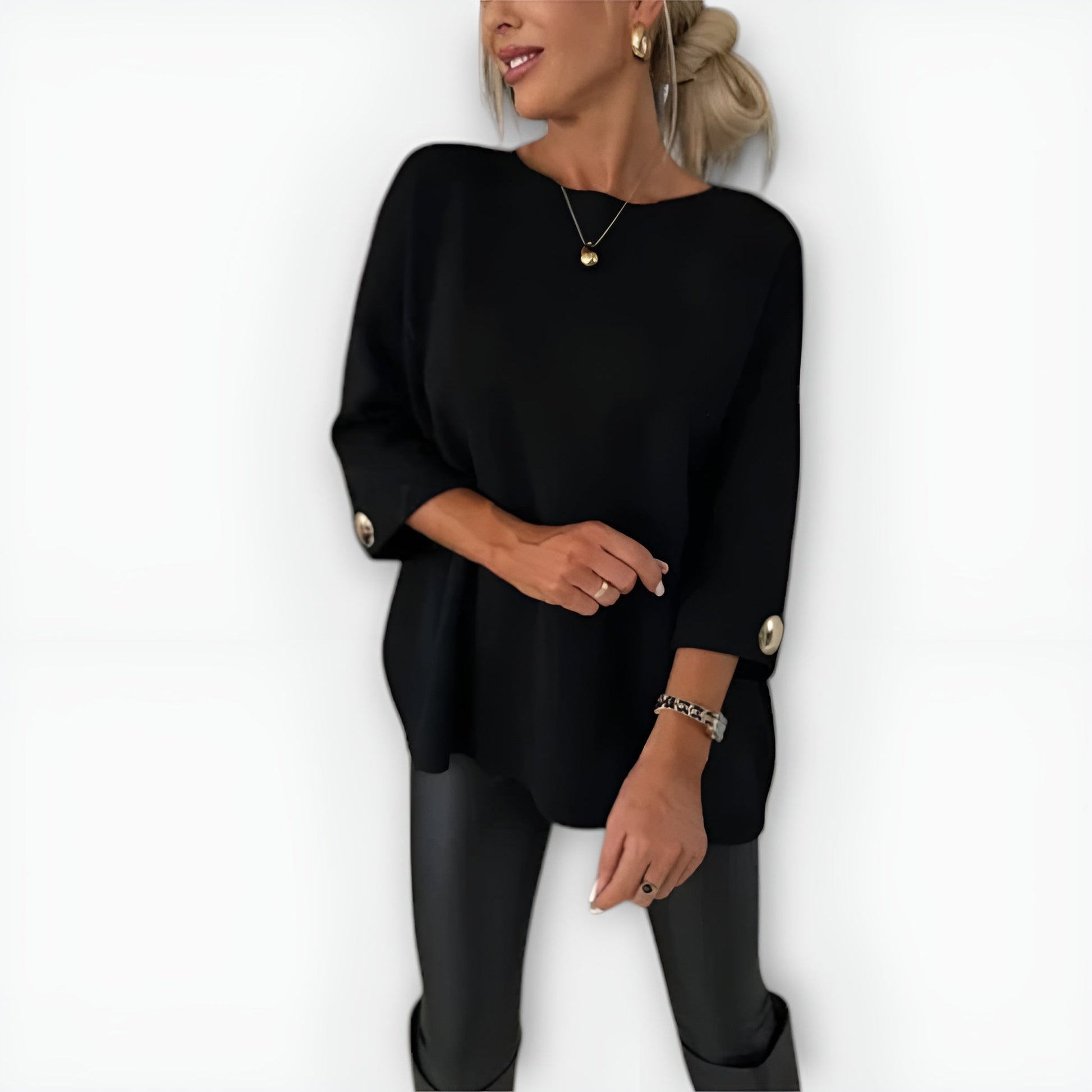 Women's Soft Sweater with Relaxed Fit - Black