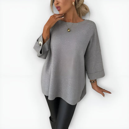 Women's Soft Sweater with Relaxed Fit - Gray