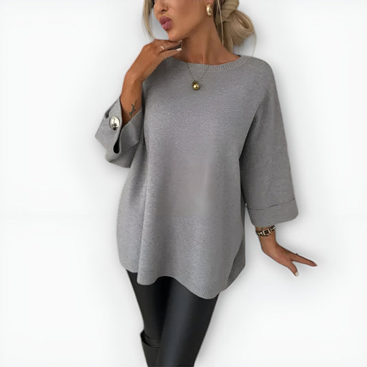 Women's Soft Sweater with Relaxed Fit - Gray