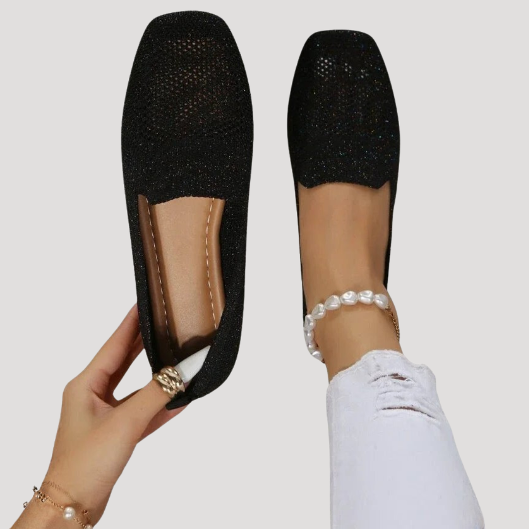 Women's Square Toe Ballet Flats Black