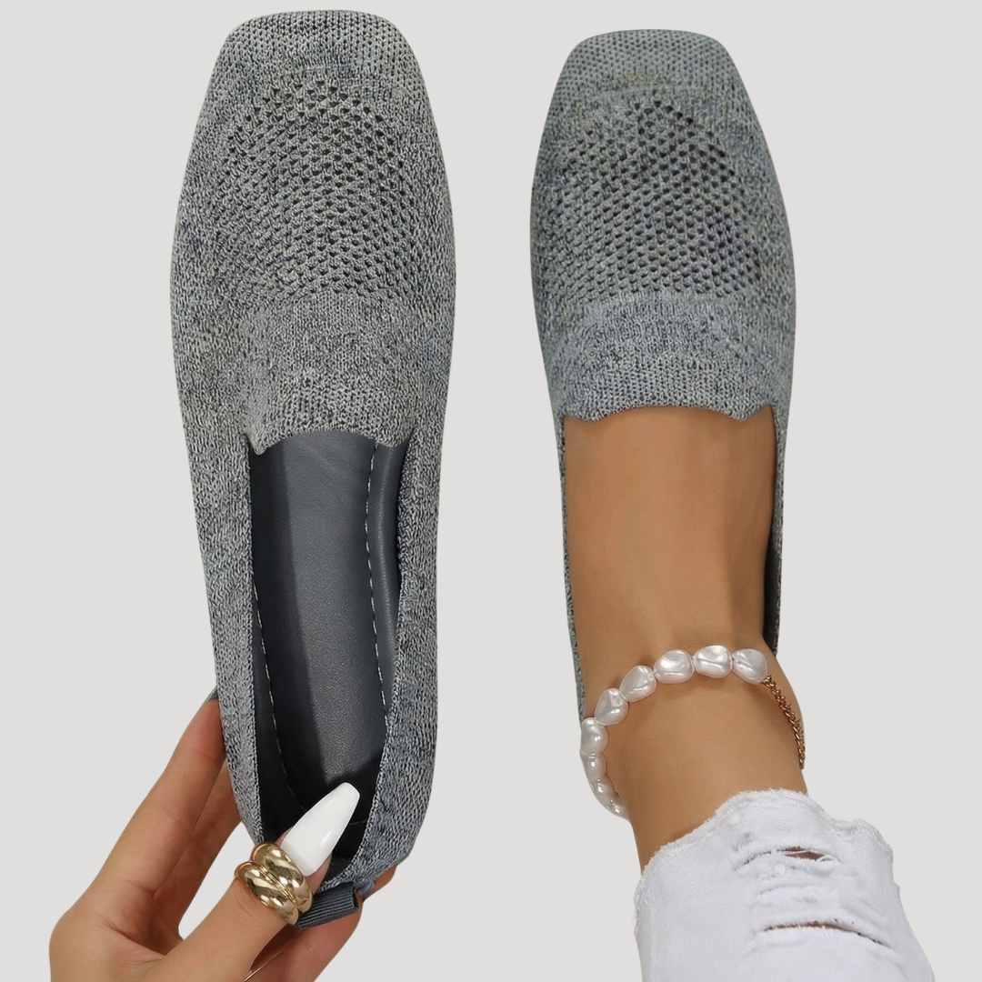 Women's Square Toe Ballet Flats Grey