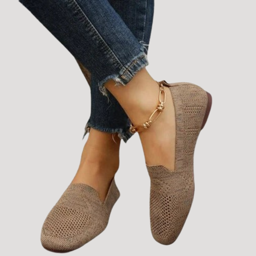 Women's Square Toe Ballet Flats Khaki