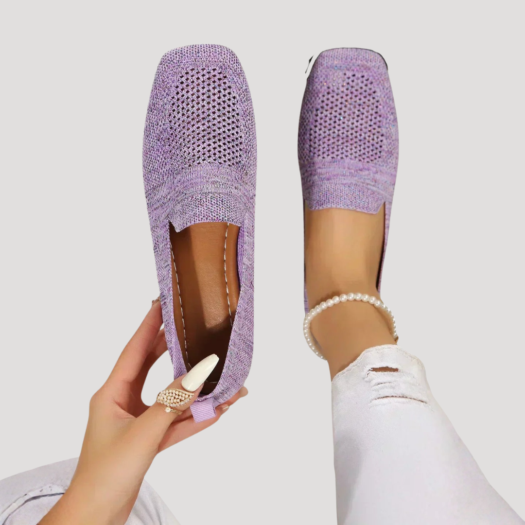 Women's Square Toe Ballet Flats Purple