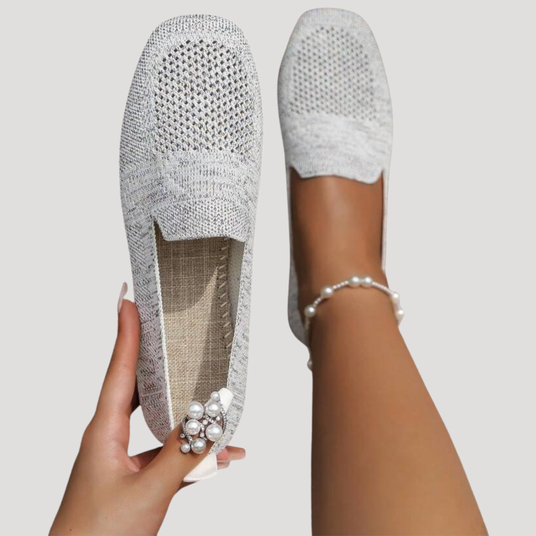 Women's Square Toe Ballet Flats White