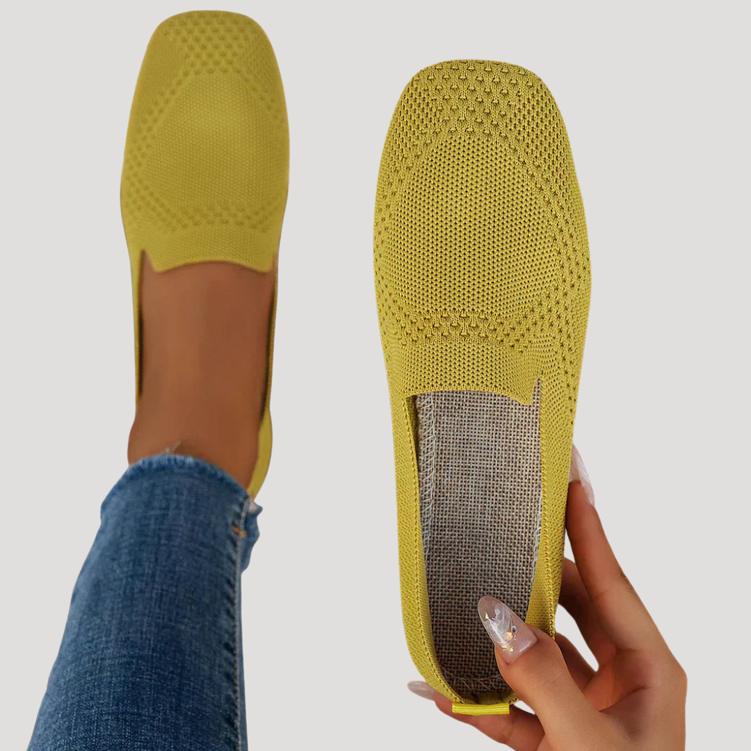 Women's Square Toe Ballet Flats Yellow