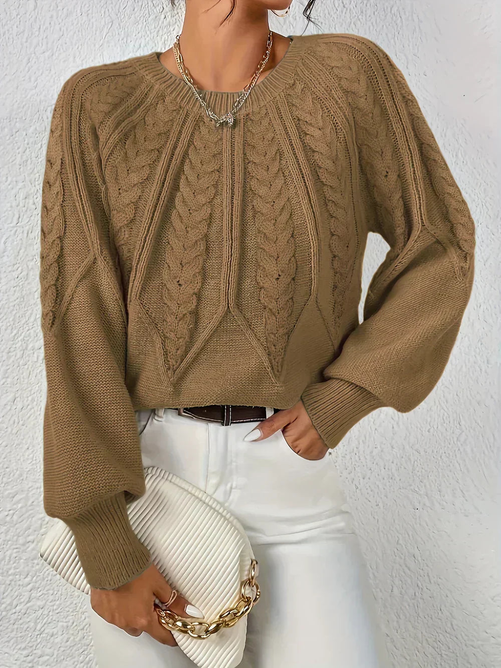 Women's Modern Sweater with Relaxed Fit - Brown