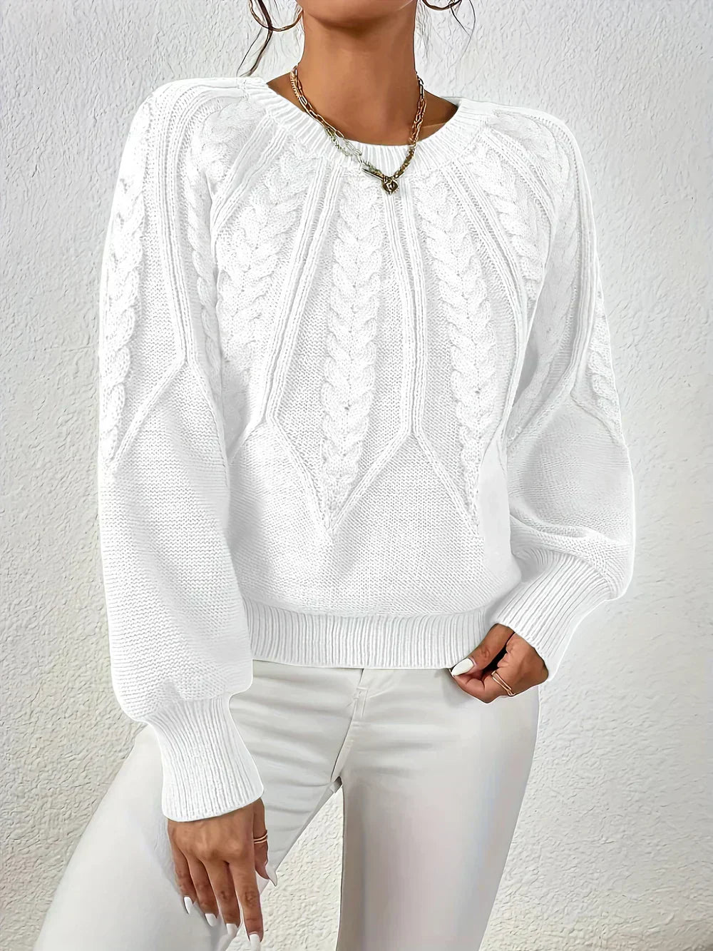 Women's Modern Sweater with Relaxed Fit - White