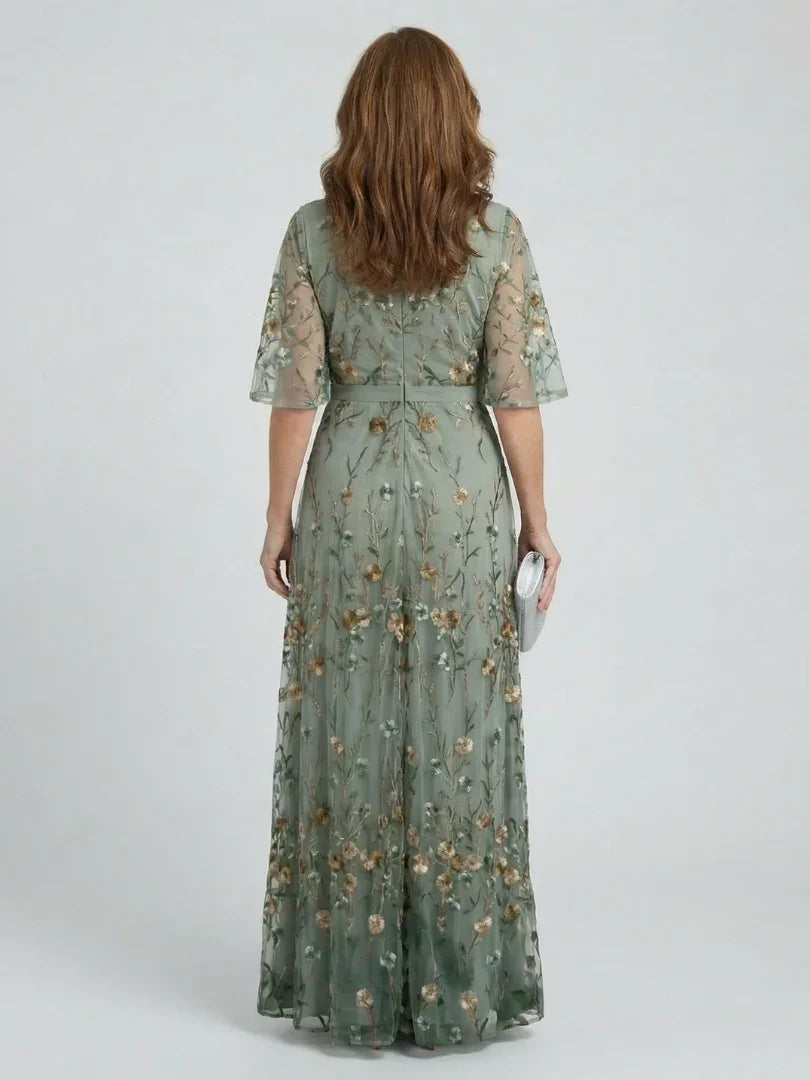Women's Wedding Guest Maxi Dress with Halter Neck and Floral Design