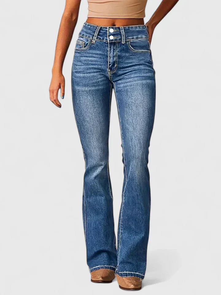 Women's High Waist Straight Leg Jeans - Sea Blue